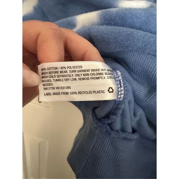 Women's Tie Dye French Terry Hooded Sweatshirt - Wild Fable - blue and white - x - Picture 6 of 9